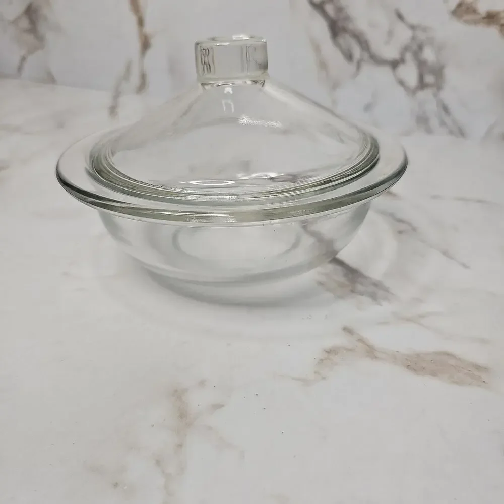 Vintage Hazel Atlas Clear Glass Round Casserole Dish with Lid H over A Logo MCM